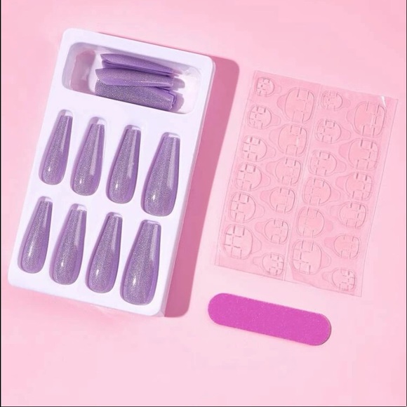 Touch and glow fake extra long nails in color purple glow brand new in box - Picture 5 of 16